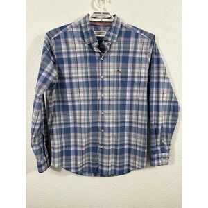 Tommy Bahama Shirt Mens Large Blue Plaid The Newport Coast Performance Pima